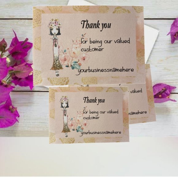 Packaging Inserts , Boho Girl Thank You Cards - Picture 3 of 11